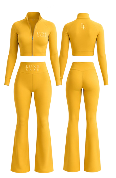 Luxe Lane Sculpt Flare Set – Golden Yellow